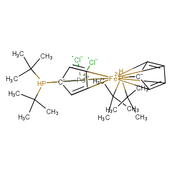 [1,1'-双(二叔丁基膦)二茂铁]二氯化钯化学结构式
