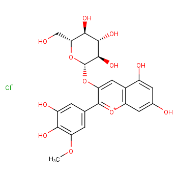 1-Benzopyrylium,2-(3,4-dihydroxy-5-methoxyphenyl)-3-(b-D-glucopyranosyloxy)-5,7-dihydroxy-, chloride (1:1)  