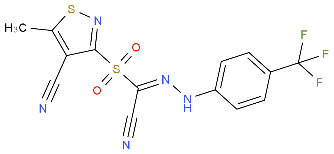 3-((CYANO-2-[4-(TRIFLUOROMETHYL)PHENYL]CARBOHYDRAZONOYL)SULFONYL)-5-METHYL-4-ISOTHIAZOLECARBONITRILE