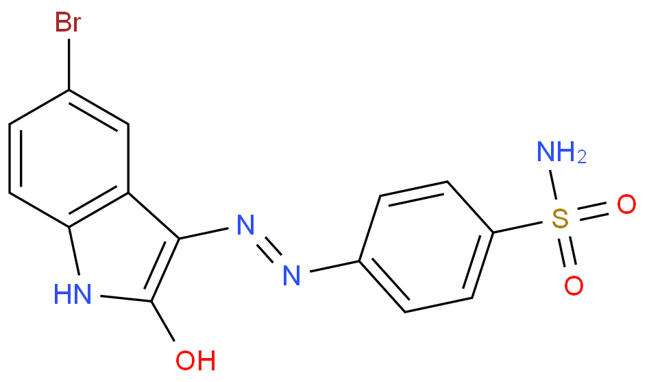 4-(2-(5-溴-2-氧代吲哚啉-3-亚基)肼基)苯磺酰胺 CAS号:222035-13-4科研及生产专用 高校及研究所支持货到付款