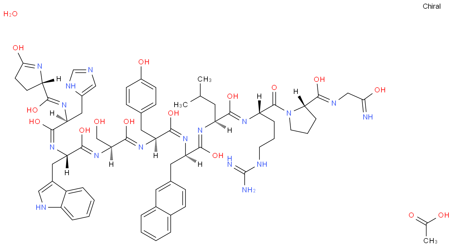 5-OXO-L-PROLYL-L-HISTIDYL-L-TRYPTOPHYL-L-SERYL-L-TYROSYL-3-(2-NAPHTHYL)-D-ALANYL-L-LEUCYL-L-ARGINYL-L-PROLYLGLYCINAMIDE ACETATE HYDRATE