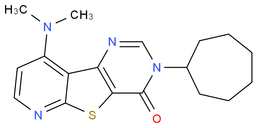 5-Cycloheptyl-13-(dimethylamino)-8-thia-3,5,10-triazatricyclo[7.4.0.02,7]trideca-1(13),2(7),3,9,11-pentaen-6-one