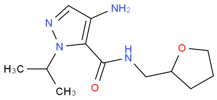 4-amino-1-isopropyl-N-(tetrahydrofuran-2-ylmethyl)-1H-pyrazole-5-carboxamide structure