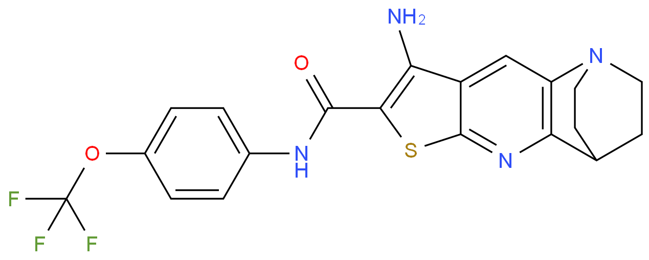 5-amino-N-[4-(trifluoromethoxy)phenyl]-7-thia-1,9-diazatetracyclo[9.2.2.0~2,10~.0~4,8~]pentadeca-2(10),3,5,8-tetraene-6-carboxamide