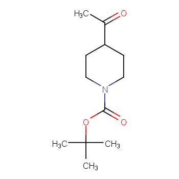 4-乙酰基哌啶-1-甲酸叔丁酯化学结构式