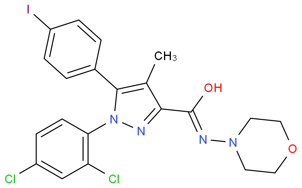 1-(2,4-dichlorophenyl)-5-(4-iodophenyl)-4-methyl-N-morpholin-4-ylpyrazole-3-carboxamide