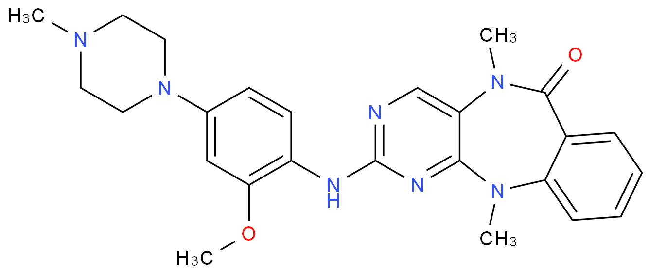 2-((2-甲氧基-4-(4-甲基哌嗪-1-基)苯基)氨基)-5,11-二甲基-5,11-二氢-6H-苯并[e]嘧啶并[5,4-b][1,4]二氮杂卓-6-酮/1234479-76-5