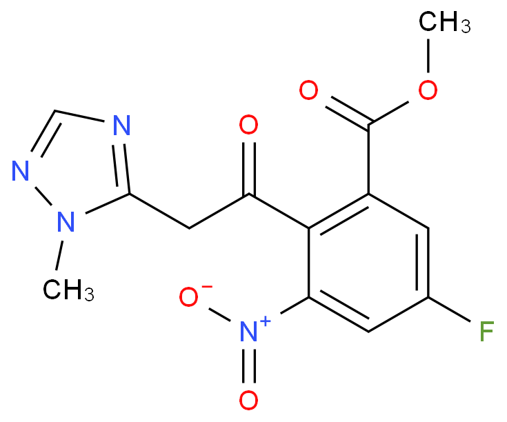 methyl 5-fluoro-2-(2-(1-methyl-1H-1,2,4-triazol-5-yl)acetyl)-3-nitrobenzoate  