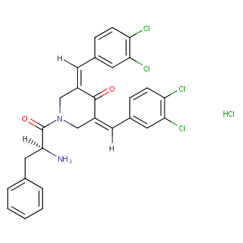 1-((S)-2-氨基-3-苯基丙酰基)-3,5-双(3,4-二氯亚苄基)哌啶-4-酮盐酸盐/1617495-03-0