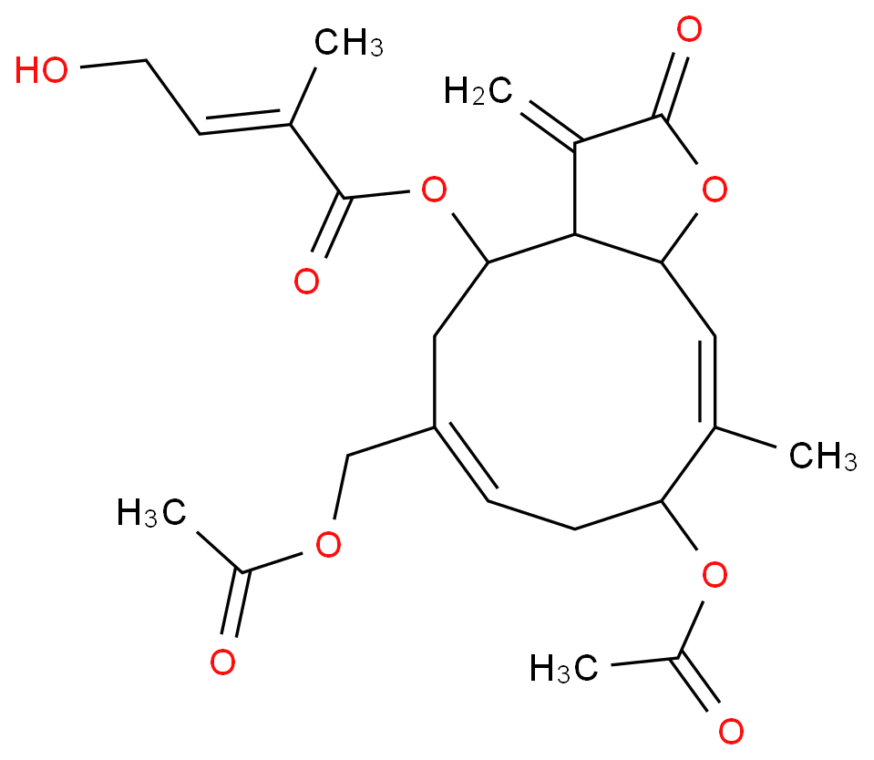 2-Butenoic acid, 4-hydroxy-2-methyl-, (3aR,4R,6Z,9S,10Z,11aR)-9-(acetyloxy)-6-[(acetyloxy)methyl]-2,3,3a,4,5,8,9,11a-octahydro-10-methyl-3-methylene-2-oxocyclodeca[b]furan-4-yl ester, (2E)-