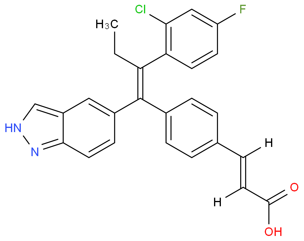(E)-3-(4-((E)-2-(2-氯-4-氟苯基)-1-(1H-吲唑-5-基)丁-1-烯-1-基)苯基)丙烯酸/1365888-06-7