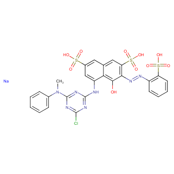 2,7-Naphthalenedisulfonicacid,5-[[4-chloro-6-(methylphenylamino)-1,3,5-triazin-2-yl]amino]-4-hydroxy-3-[2-(2-sulfophenyl)diazenyl]-,sodium salt (1:3)  