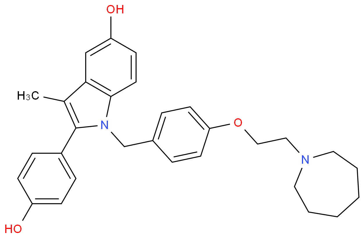 1-(4-(2-(氮杂环庚烷-1-基)乙氧基)苄基)-2-(4-羟基苯基)-3-甲基-1H-吲哚-5-醇/198481-32-2