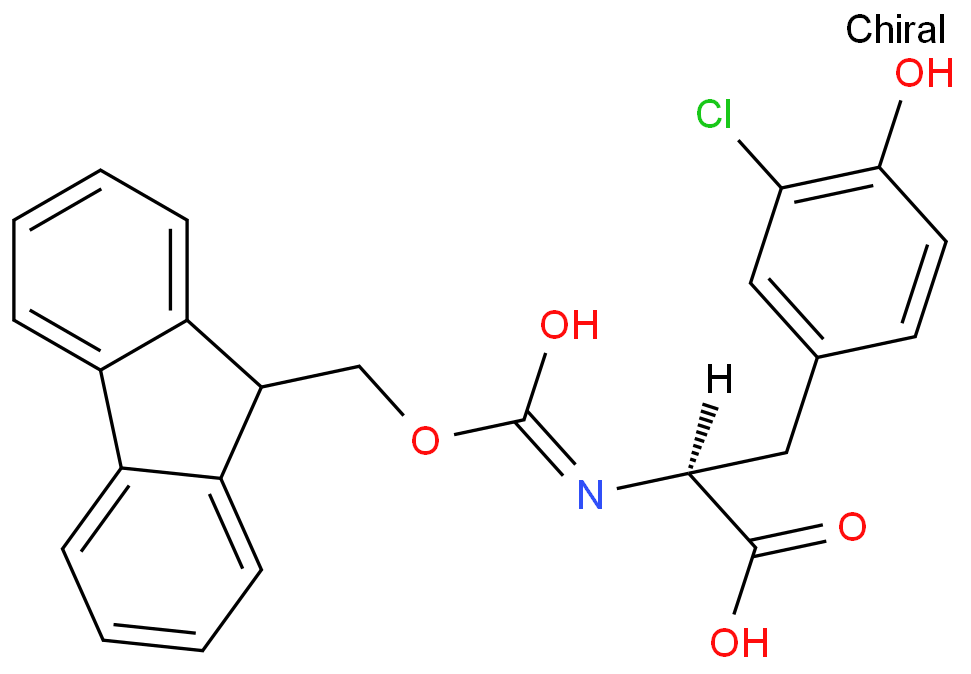 (S)-2-(((9h-葱-9-基)甲氧基)羰基氨基)-3-(3-氯-4-羟基苯基)丙酸化学结构式