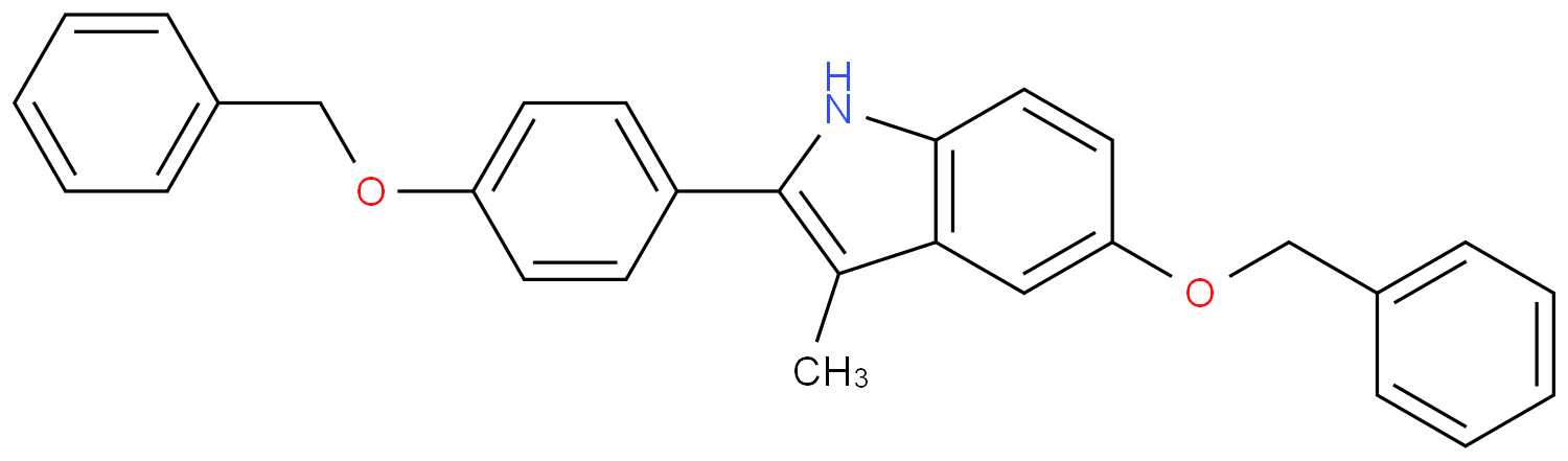 3-甲基-5-苄氧基-2-(4-苄氧基苯基)-1H-吲哚化学结构式