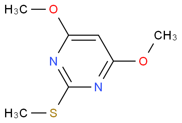 4,6-二甲氧基-2-甲硫基嘧啶化学结构式