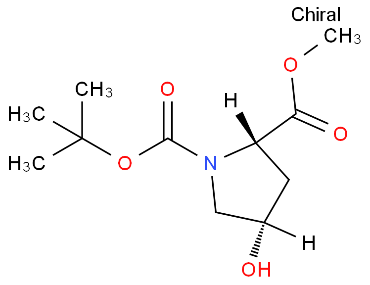 N-Boc-顺式-4-羟基-L-脯氨酸甲酯化学结构式