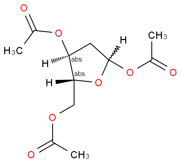 1,3,5-三乙酰基-2-脱氧-D-赤式戊呋喃糖化学结构式