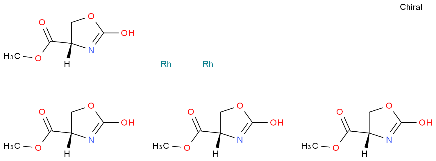 (2-噁唑烷酮-4(S)甲酸甲酯)二铑(II)化学结构式