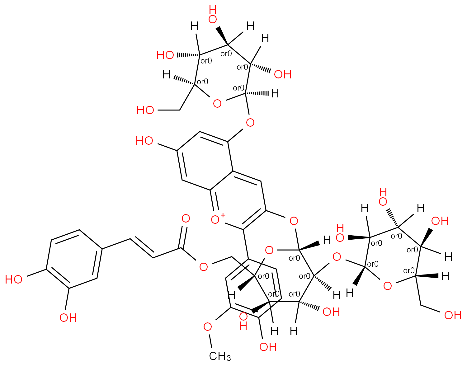 芍药素-3-O-(6-O-反式-咖啡酰-2-O-β-葡萄糖苷-β-葡萄糖苷)-5-O-β-葡萄糖苷
