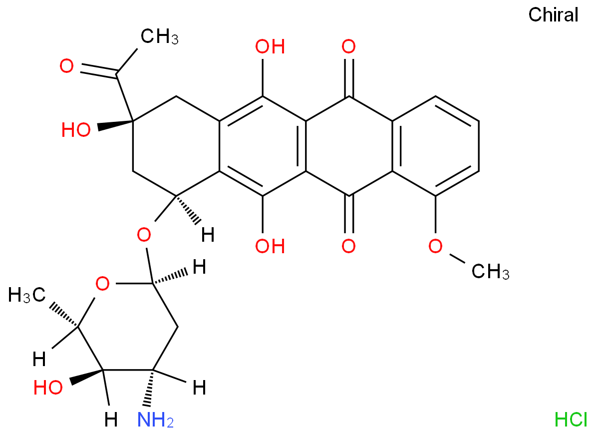 (8S-顺式)-8-乙酰基-10-[(3-氨基-2,3,6-三去氧-ALPHA-L-阿拉伯吡喃糖基)氧基]-7,8,9,10-四氢-6,8,11-三羟基-1-甲氧基并四苯-5,12-二酮盐酸盐 产品图片