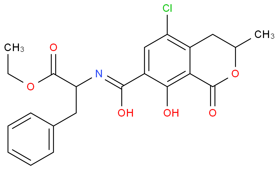 Ethyl N-{[(3R)-5-chloro-8-hydroxy-3-methyl-1-oxo-3,4-dihydro-1H-i sochromen-7-yl]carbonyl}-L-phenylalaninate