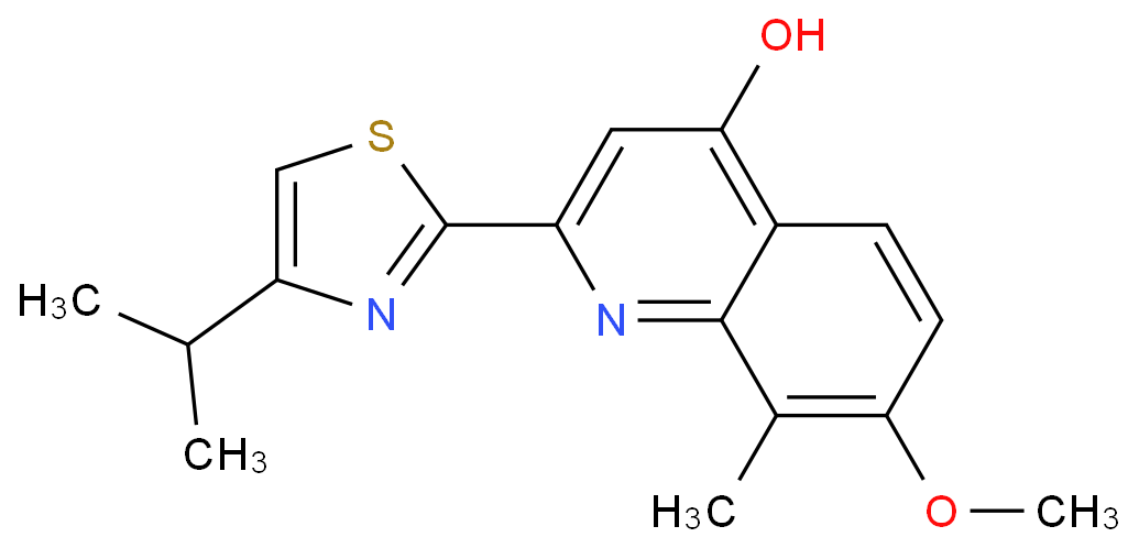 4-Quinolinol, 7-methoxy-8-methyl-2-[4-(1-methylethyl)-2-thiazolyl]-  