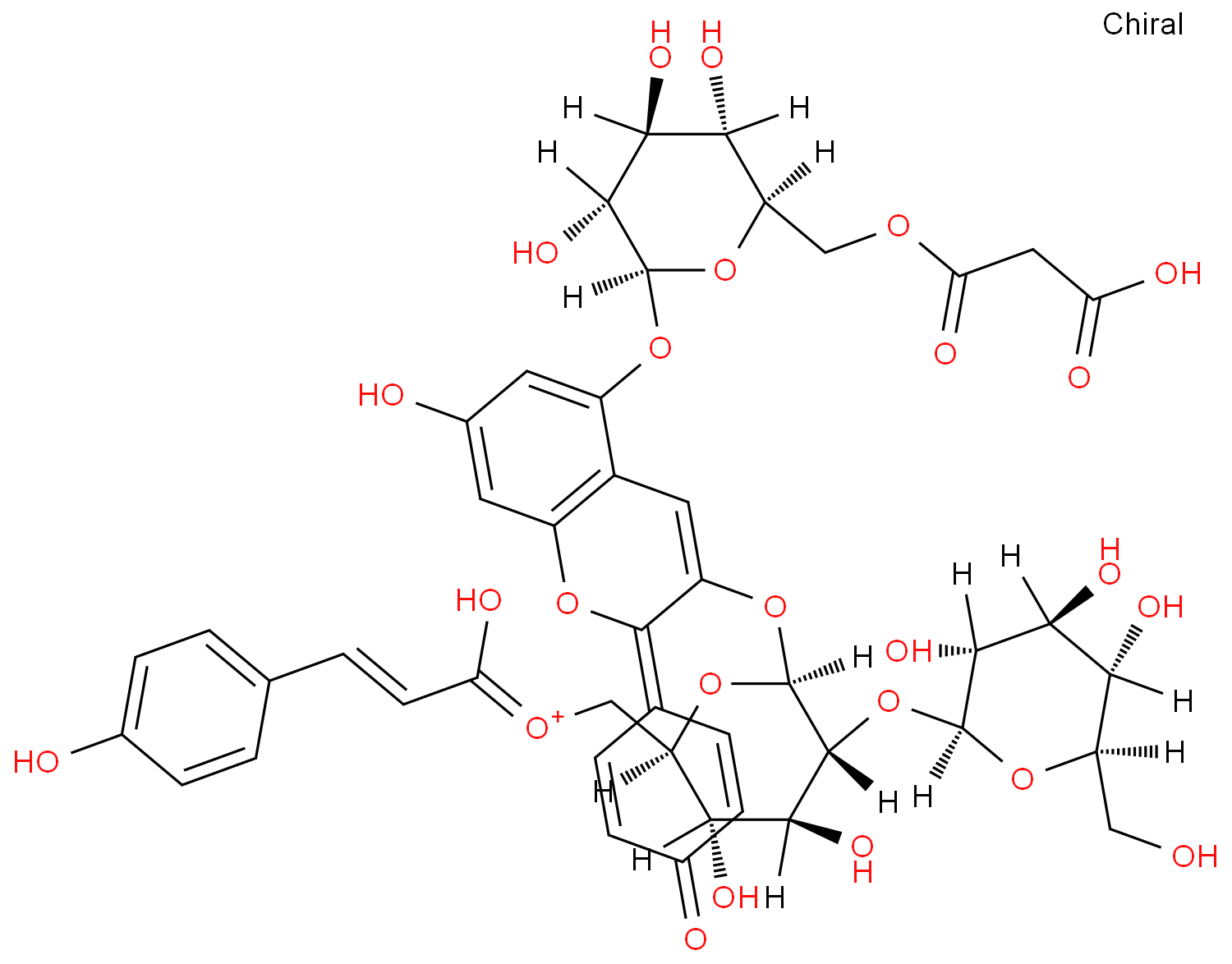 天竺葵色素-3-O-[6-O-(E)-对香豆酰基-2-O-β-D-葡萄糖苷}-β-D-葡萄糖苷]-5-O-(6-O-丙二酰基)-β-D-葡萄糖苷