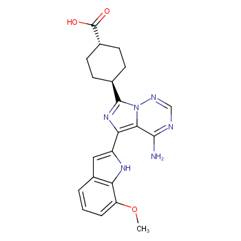 4-[(5Z)-4-amino-5-(7-methoxyindol-2-ylidene)-1H-imidazo[5,1-f][1,2,4]triazin-7-yl]cyclohexane-1-carboxylic acid