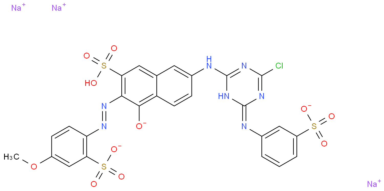 2-Naphthalenesulfonicacid,7-[[4-chloro-6-[(3-sulfophenyl)amino]-1,3,5-triazin-2-yl]amino]-4-hydroxy-3-[2-(4-methoxy-2-sulfophenyl)diazenyl]-,sodium salt (1:3)  