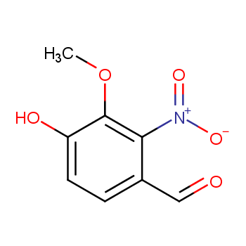 4-羟基-3-甲氧基-2-硝基苯甲醛化学结构式