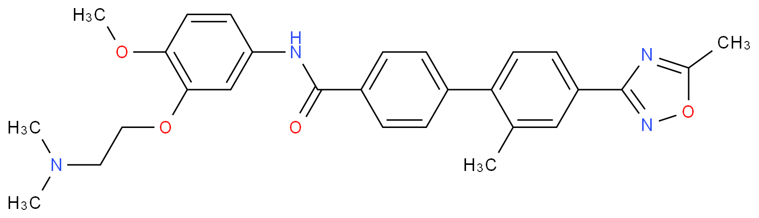 N-[3-[2-(dimethylamino)ethoxy]-4-methoxyphenyl]-4-[2-methyl-4-(5-methyl-1,2,4-oxadiazol-3-yl)phenyl]benzamide