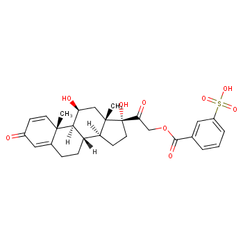 Pregna-1,4-diene-3,20-dione,11,17-dihydroxy-21-[(3-sulfobenzoyl)oxy]-, sodium salt (1:1), (11b)-  