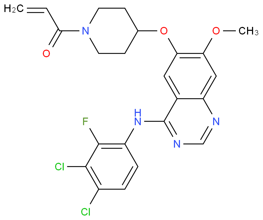 1-(4-((4-((3,4-二氯-2-氟苯基)氨基)-7-甲氧基-6-喹唑啉基)氧基)-1-哌啶基)-2-丙烯-1-酮/1092364-38-9