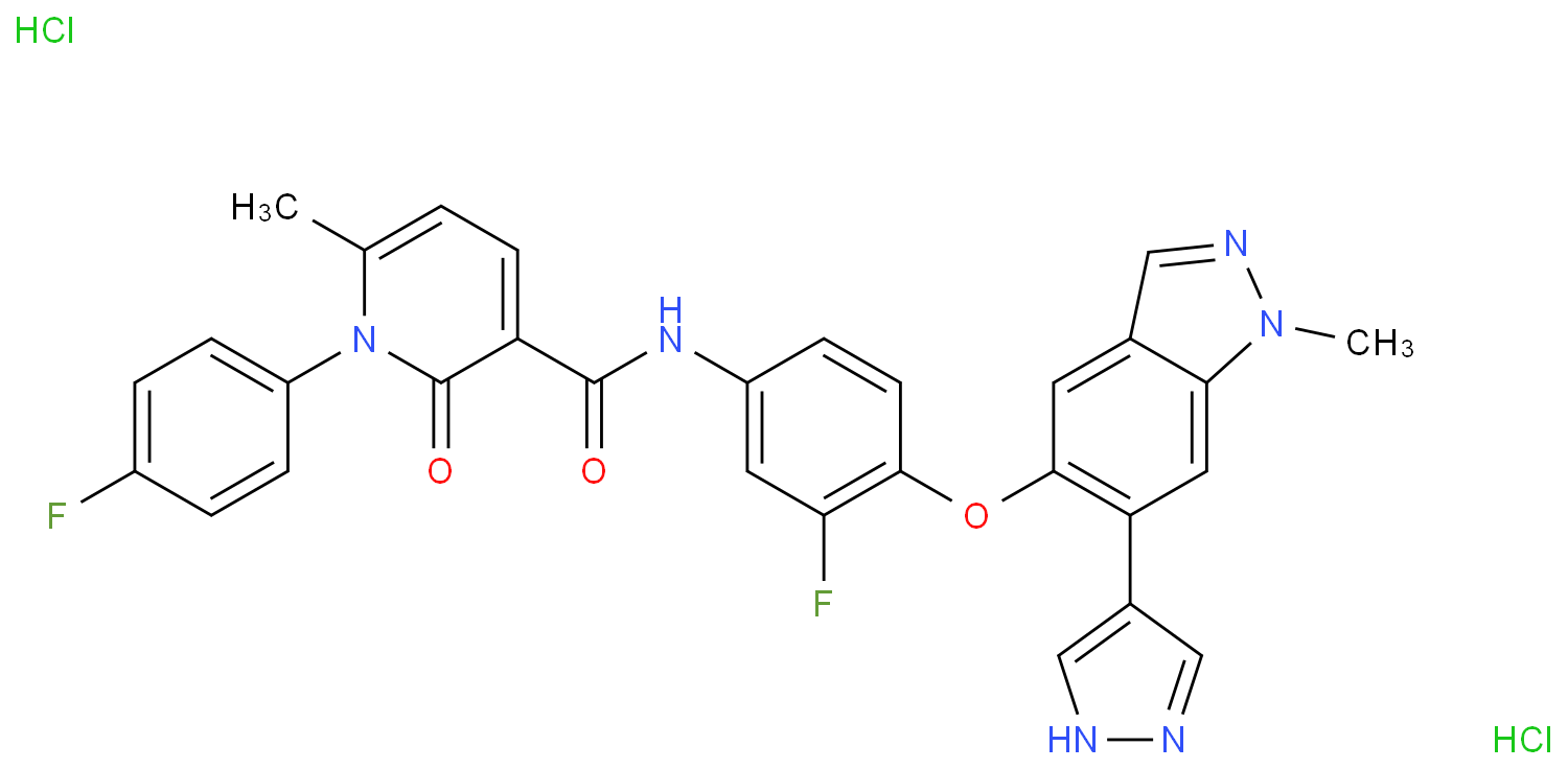 N-[3-fluoro-4-[1-methyl-6-(1H-pyrazol-4-yl)indazol-5-yl]oxyphenyl]-1-(4-fluorophenyl)-6-methyl-2-oxopyridine-3-carboxamide,dihydrochloride