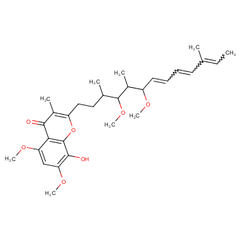 4H-1-Benzopyran-4-one,2-(4,6-dimethoxy-3,5,11-trimethyl-7,9,11-tridecatrien-1-yl)-8-hydroxy-5,7-dimethoxy-3-methyl-  