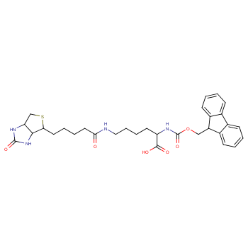 N-芴甲氧羰基-N'-生物素-L-赖氨酸化学结构式