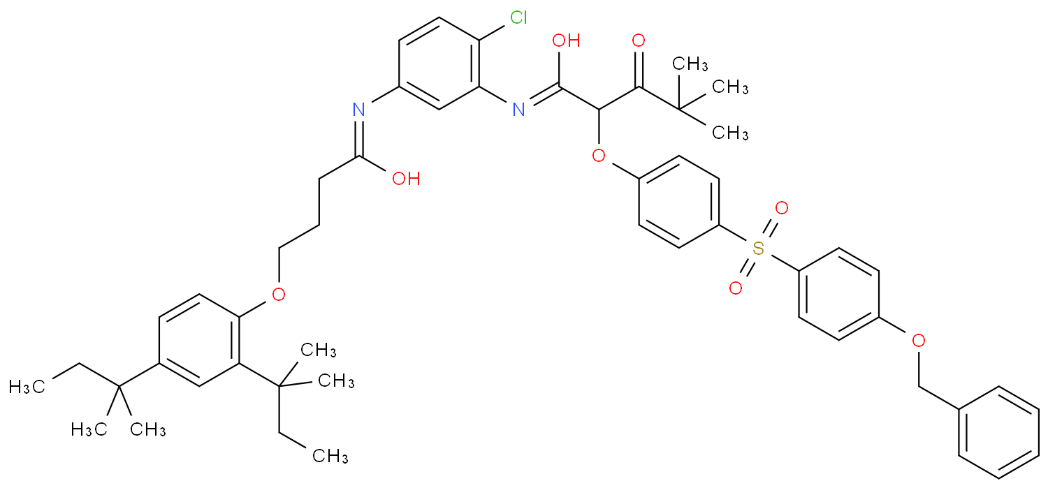 N-(5-((4-(2,4-Bis(1,1-dimethylpropyl)phenoxy)-1-oxobutyl)amino)-2-chlorophenyl)-4,4-dimethyl-3-oxo-2-(4-((4-(phenylmethoxy)phenyl)sulphonyl)phenoxy)valeramide
