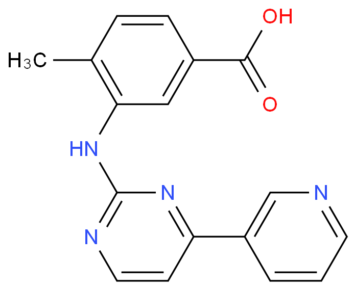 4-甲基-3-[[4-(3-吡啶基)-2-嘧啶基]氨基]苯甲酸化学结构式