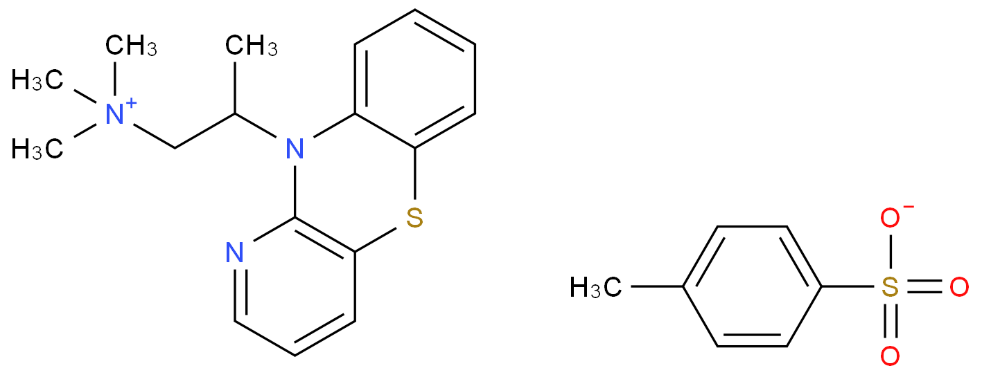 N,N,N-trimethyl-2-(10H-pyrido[3,2-b][1,4]benzothiazin-10-yl)ethanaminium methyl sulfate structure