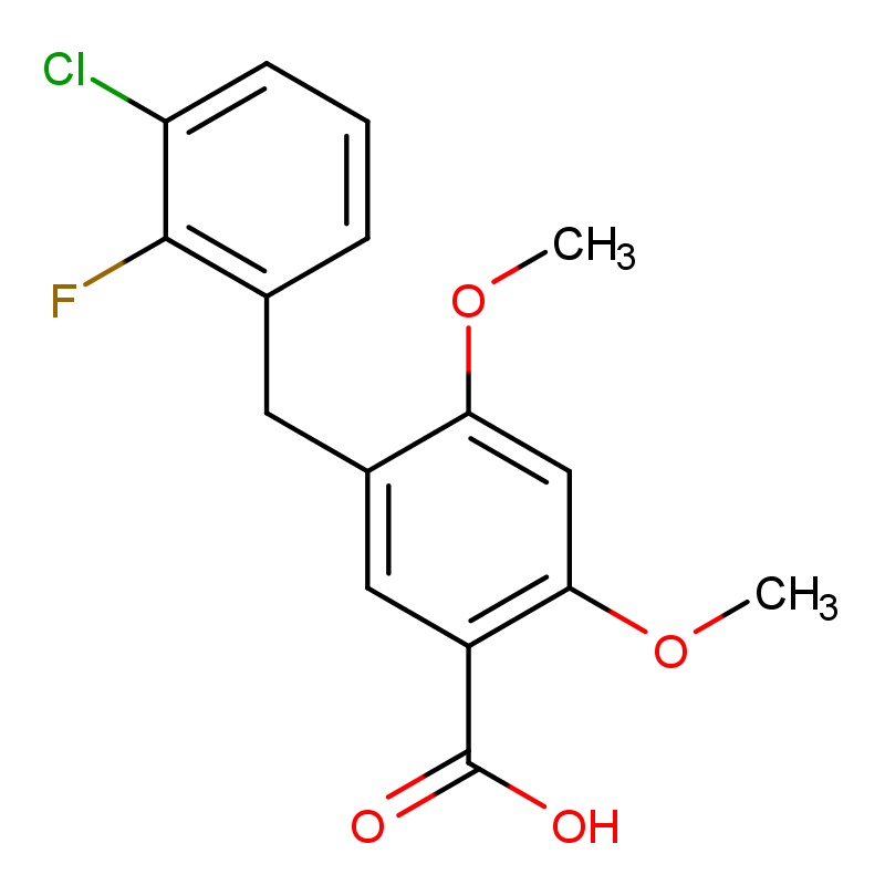 5-[(3-氯-2-氟苯基)甲基]-2,4-二甲氧基苯甲酸 CAS号:949465-79-6科研及生产专用 高校及研究所支持货到付款