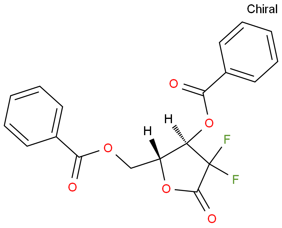 2-Deoxy-2,2-difluoro-D-erythro-pentafuranous-1-ulose-3,5-dibenzoate structure