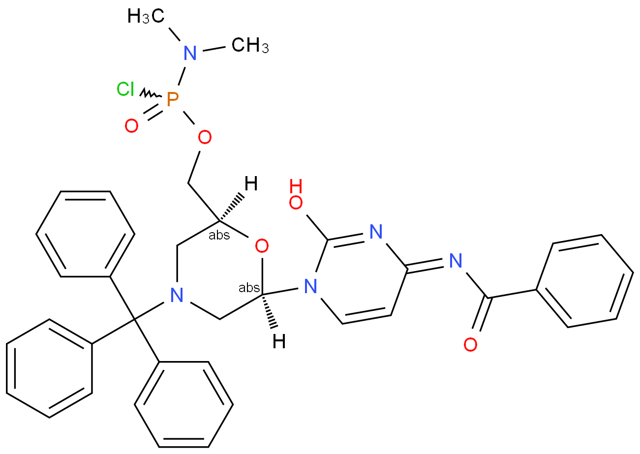 Morpholino C subunit; 5-Trityl-N-Benzoyl-Morpholino Cytidine; (6-(4-benzamido-2-oxopyrimidin-1(2H)-yl)-4-tritylmorpholin-2-yl)methyl dimethylphosphoramidochloridate