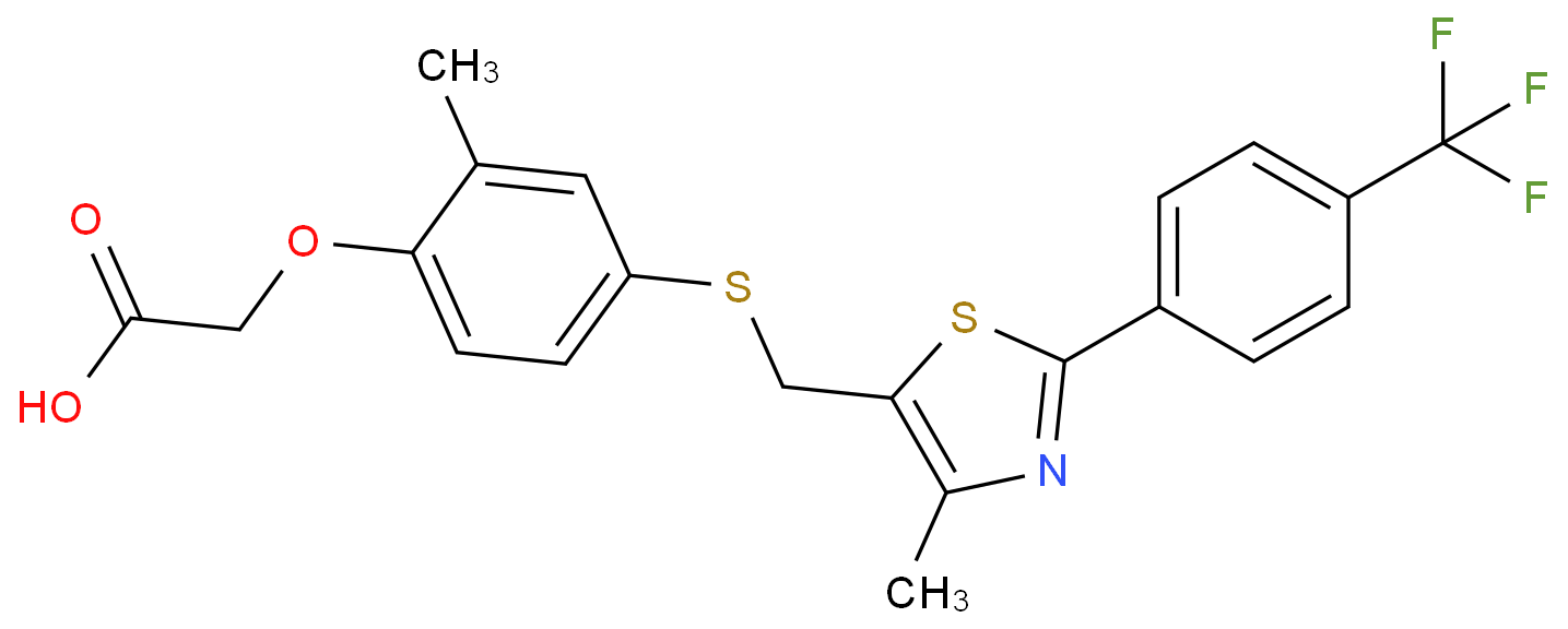 2-(4-((2-(4-(Trifluoromethyl)phenyl)-5-methylthiazol-4-yl)methylthio)-2-methylphenoxy)acetic acid structure