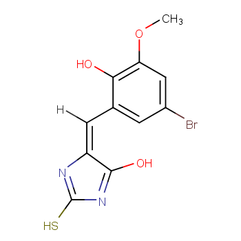 5-(5-溴-2-羟基-3-甲氧基亚苄基)-2-硫代咪唑烷-4-酮 CAS号:292168-90-2科研及生产专用 高校及研究所支持货到付款