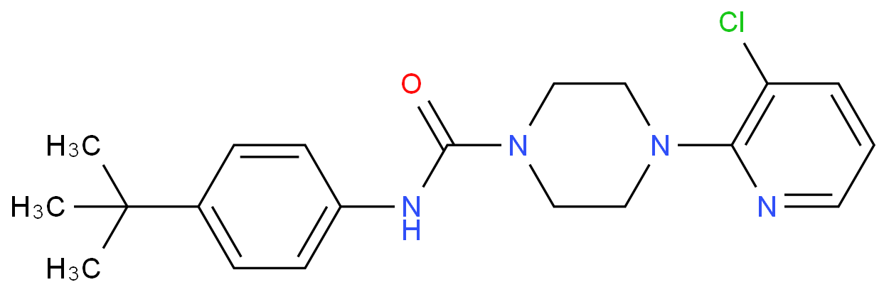 N-(4-叔丁苯基)-4-(3-氯吡啶-2-基)哌嗪-1-甲酰胺 CAS号:393514-24-4科研及生产专用 高校及研究所支持货到付款