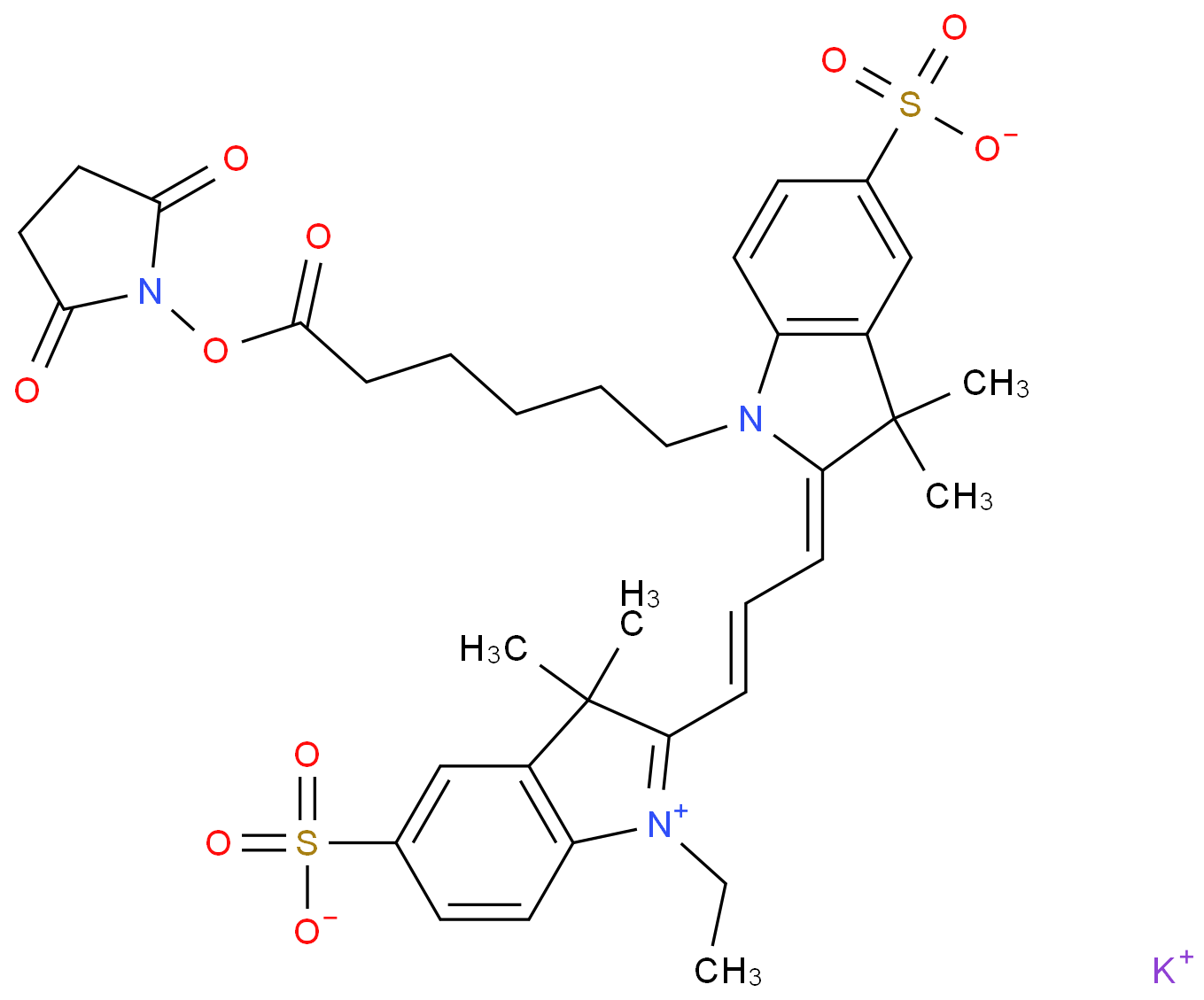potassium,(2E)-2-[(E)-3-[1-[6-(2,5-dioxopyrrolidin-1-yl)oxy-6-oxohexyl]-3,3-dimethyl-5-sulfonatoindol-1-ium-2-yl]prop-2-enylidene]-1-ethyl-3,3-dimethylindole-5-sulfonate
