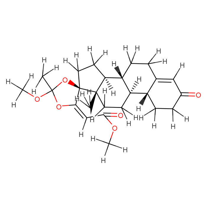 (17ALPHA,20E)-17,20-[(1-甲氧基乙亚基)二(氧基)]-3-氧代-19-去甲孕甾-4,20-二烯-21-羧酸甲酯化学结构式