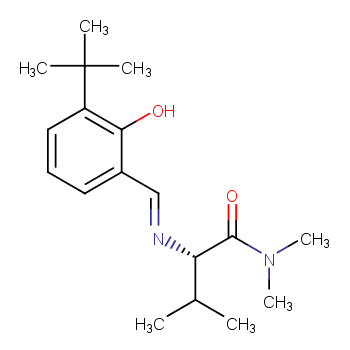 Butanamide, 2-[(E)-[[3-(1,1-dimethylethyl)-2-hydroxyphenyl]methylene]amino]-N,N,3-trimethyl-, (2S)- structure