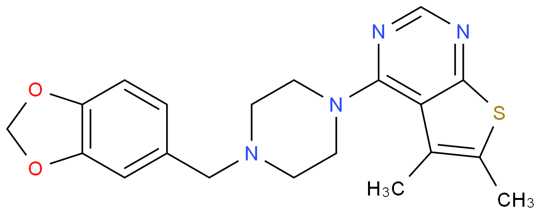 4-(4-(benzo[d][1,3]dioxol-5-ylmethyl)piperazin-1-yl)-5,6-dimethylthieno[2,3-d]pyrimidine
